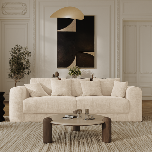 Sia Home - Slaapbank met opbergruimte, notenhout RIO - kruisbinding beige 250cm