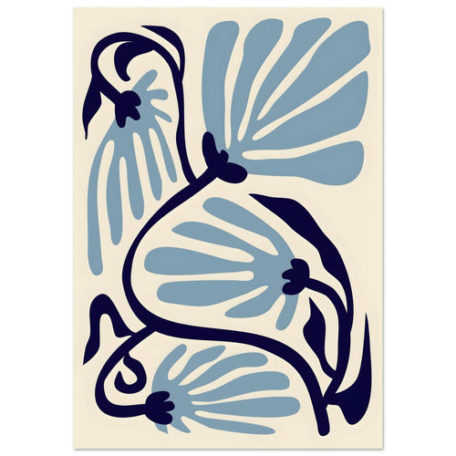 Artfulprints Poster met Lijst Matisse – Ode to a turquoise flower   - A4 21x29.7 cm - Turquoise