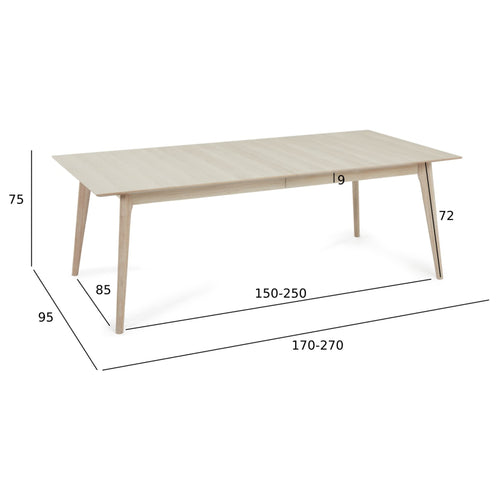 Furnhouse uitschuifbare eettafel Porto - Witte olie - 170/270x95 cm