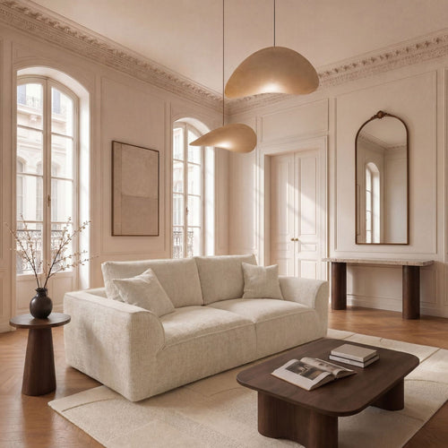 Sia Home - Bank PURE - getextureerd fluweel crème 210cm