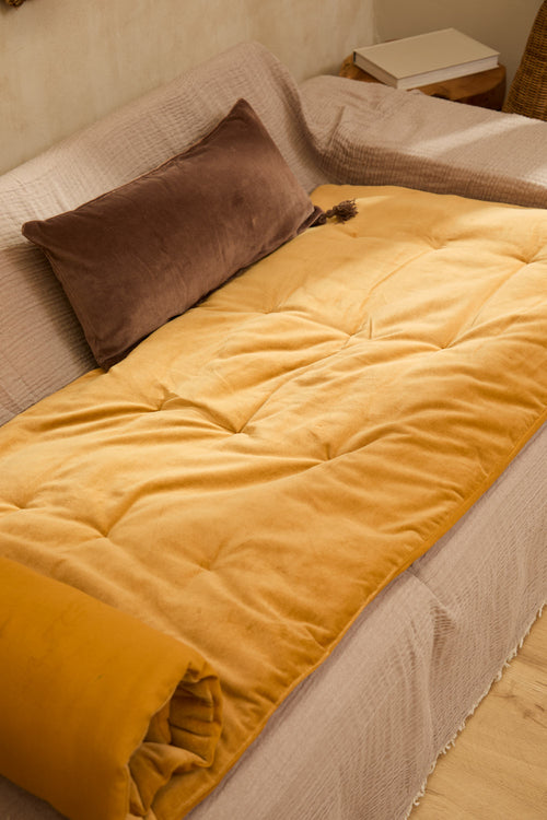 Calma House Topper Velour - Mosterd - 70x220x3