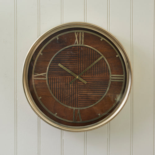 Rivièra Maison Sebastiaan Clock - IJzer, Mangohout, Glas - Naturel - vtwonen shop