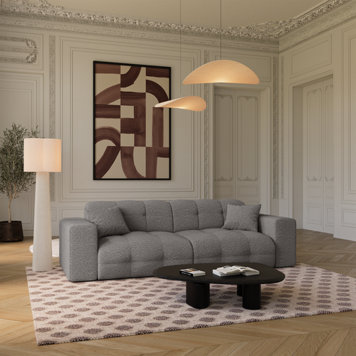 Premium Interiors - Bank COCOON - bouclé-stof grafietgrijs 230cm