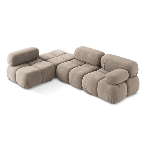 LaMiaSofa hoekbank links Sanremo - chenille stof - donkerbeige - 285x190x70