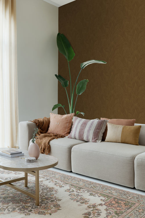 ESTAhome behang palmbladeren okergeel - 50 x 900 cm - 131218 - vtwonen shop