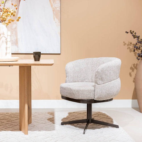 DÉJA Living Eetkamerstoel Maribel - Beige/Brons - Draaibaar - Set van 2