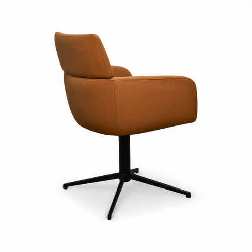 Furnhouse eetkamerstoelen armleuning Marco - Cognacbruin - Leer - Set van 6