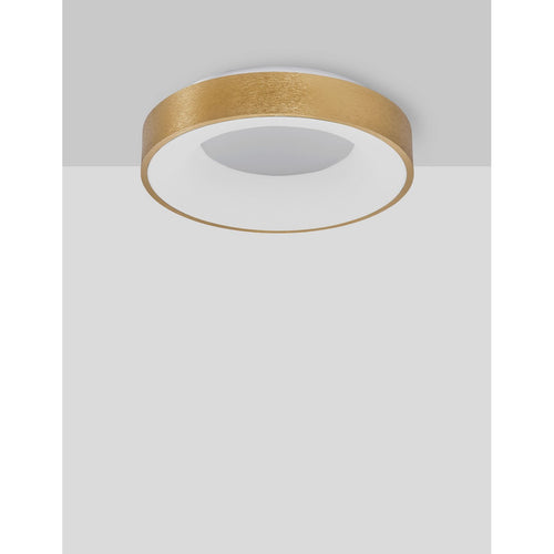 Merano Bancroft 38cm Geïntegreerde LED Semi Flush Light Geborsteld Goud Aluminium LED 30W 1950Lm 3000K