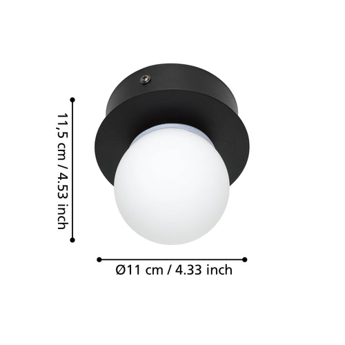 EGLO plafondlamp Mosiano - led - ø 11 cm - zwart/wit - vtwonen shop