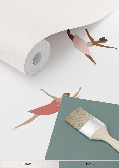 ESTAhome behang ballerina's oudroze en vergrijsd blauw - 53 cm x 10.05 m - 139535 - vtwonen shop