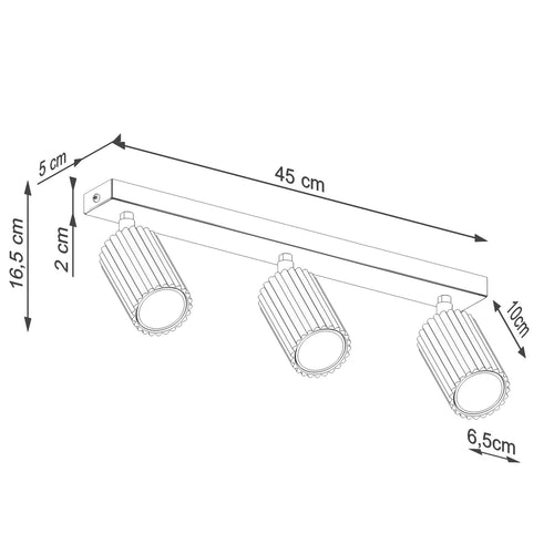 Sollux Lighting Plafondlamp KARBON 3L roze - 45x6,5x16,5cm