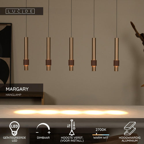 Lucide hanglamp MARGARY - Geïntegreerde LED - Koffie