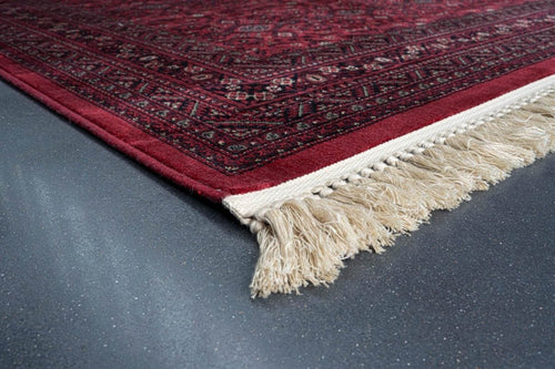 Interieur05 Vintage vloerkleed By Beppe rood met franjes - 195 x 300 cm - vtwonen shop