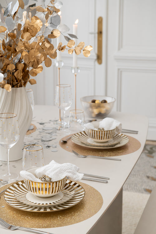 J-Line decoratie tak Eucalyptus Droogbloemen - riet - goud