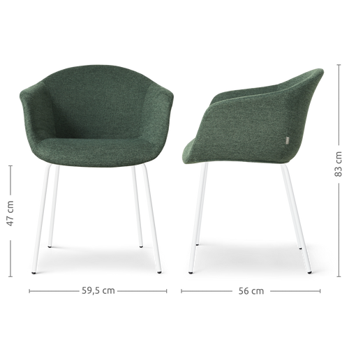 Nolon Nora-Otis Eetkamerstoelen Set van 2 - Donkergroen - Witte Poten - vtwonen shop