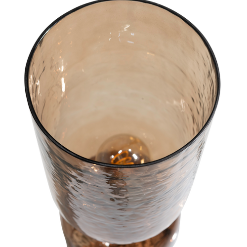 WOOOD tafellamp gehamerd glas 51xø15 cm- bruin Gigi