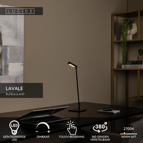 Lucide bureaulamp LAVALE - Geïntegreerde LED - Zwart