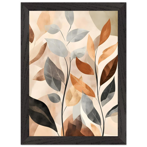 Artfulprints Poster met Lijst Boho – Autumn leaves   - A4 21x29.7 cm - Meerkleurig