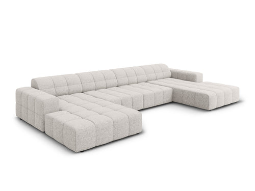 Cosmopolitan Design Panoramische bank Chicago 6-zits, chenille lichtgrijs - 167x375x78cm