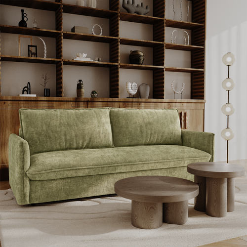 Premium Interiors - Express-slaapbank AVA - gewaafd fluweel vintage groen 198cm