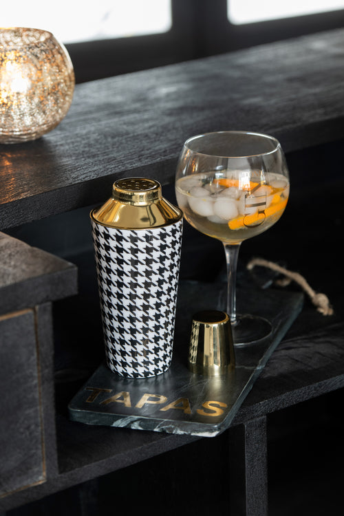 J-Line glas Hoog Gin - transparant/goud - giftbox - 4 stuks