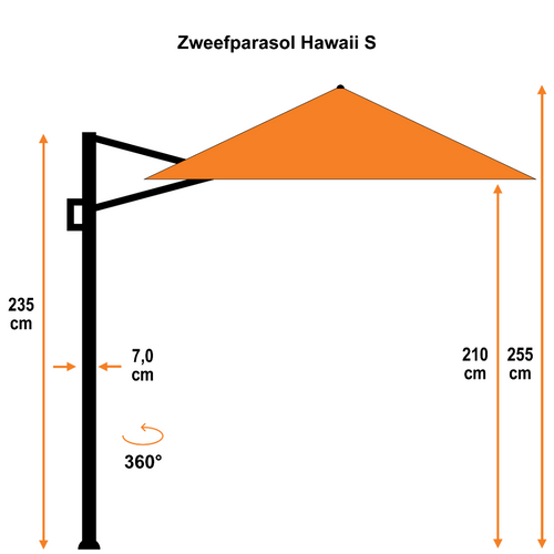 Garden Impressions zweefparasol Hawaii S ecru 250x250 cm incl 80 kg voet en hoes