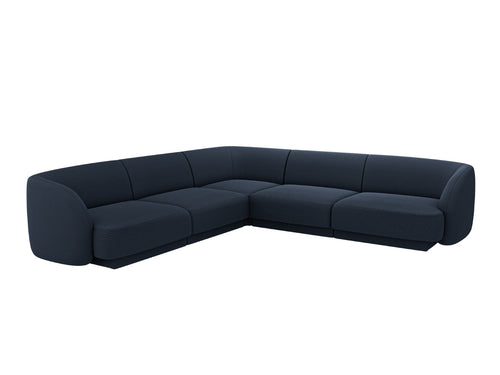 Micadoni Symmetrische hoekbank Miley 5-zits, boucle donkerblauw - 255x255x70cm