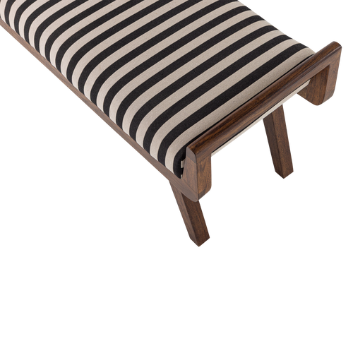 WOOOD bankje gestreept Valo - Acaciahout - Zwart/Wit - 48x157x43