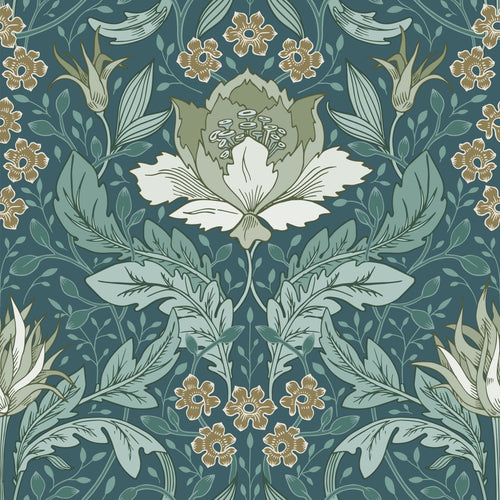 ESTAhome behang vintage bloemen in art nouveau stijl vergrijsd zeegroen - 50 x 900 cm - 131082 - vtwonen shop