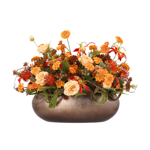 Maxifleur Kunstbloemstuk herfst Indy Santiago 60cm inclusief pot