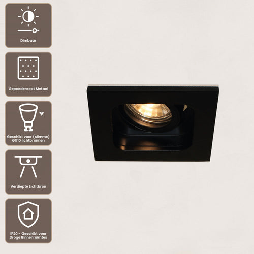 Artdelight Inbouwspot Moggio 1L - Zwart
