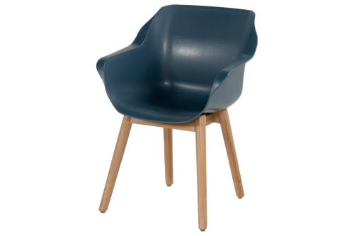Hartman Tuinstoel Sophie Teak - Donkerblauw Kunststof/Hout - Set Van 2 - vtwonen shop