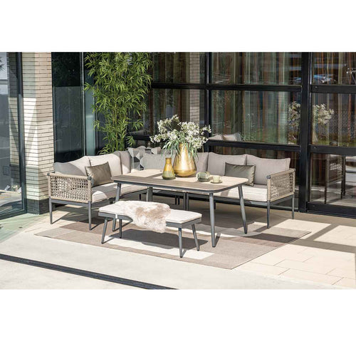 Garden Impressions lounge dining set Burela taupe - 6-delig - links