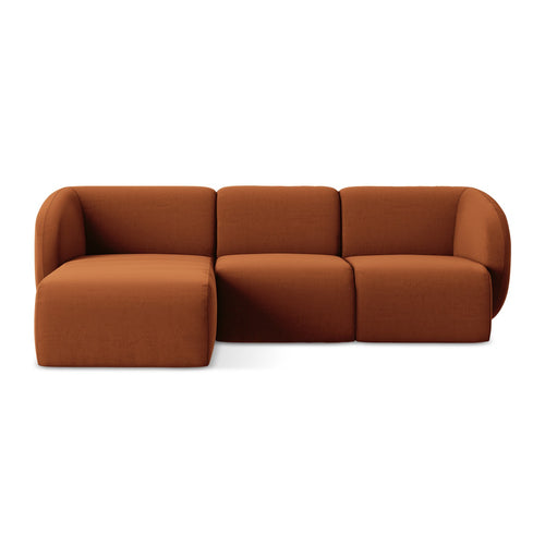 LaMiaSofa hoekbank links Cervo - velours - terracotta - 248x166x77
