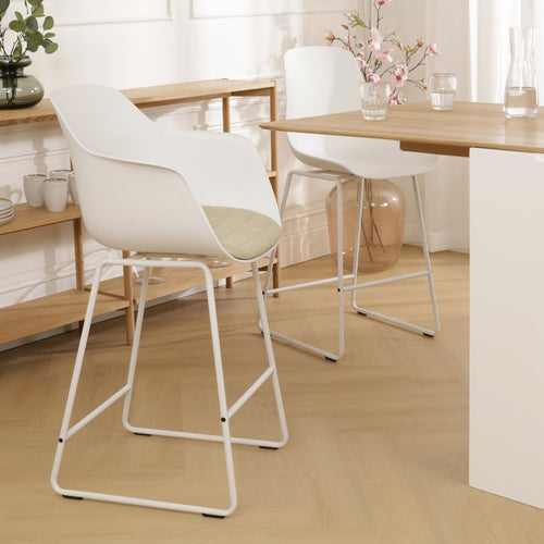Nolon Nino-Liz Barkruk Wit met Nougatbruin Zitkussen Wit Onderstel 65 Cm