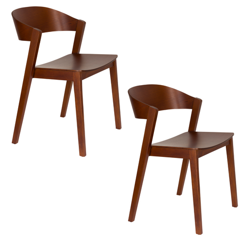 Housecraft Living Wooz Eetkamerstoelen Eikenhout Walnoot Bruin - Set van 2
