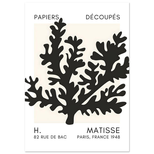 Artfulprints Poster met Lijst Matisse – Aqua bloom black   - 70x100 cm - Zwart