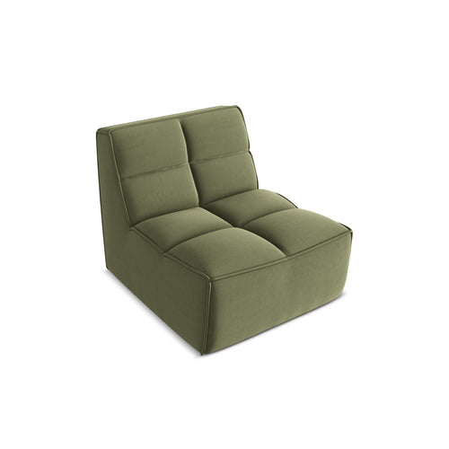 LaMiaSofa Bankmodule midden Belluno - velours - olijf - 80x93x75