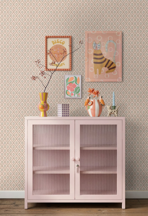 ESTAhome behang vintage bloemen licht roze en beige - 50 x 900 cm - 132013