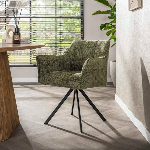Giga Meubel Eetkamerstoel Alura - Groen - Draaibaar - Set van 2 - vtwonen shop