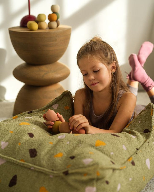 Wigiwama Terrazzo Vierkante Poef - Groen