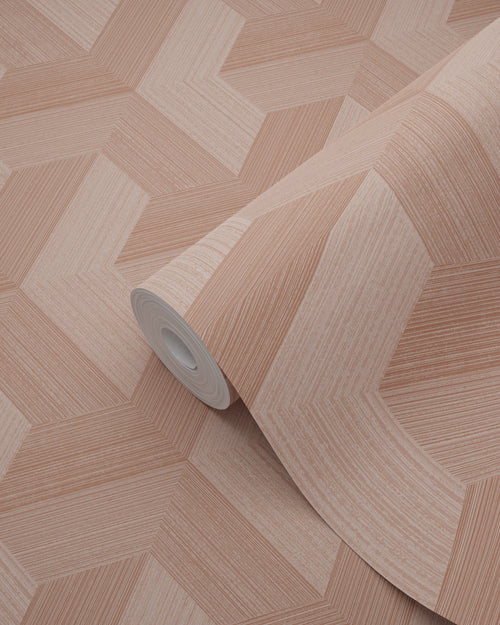 Origin Wallcoverings behang grafisch 3D motief terracotta roze - 50 x 900 cm - 348002 - vtwonen shop
