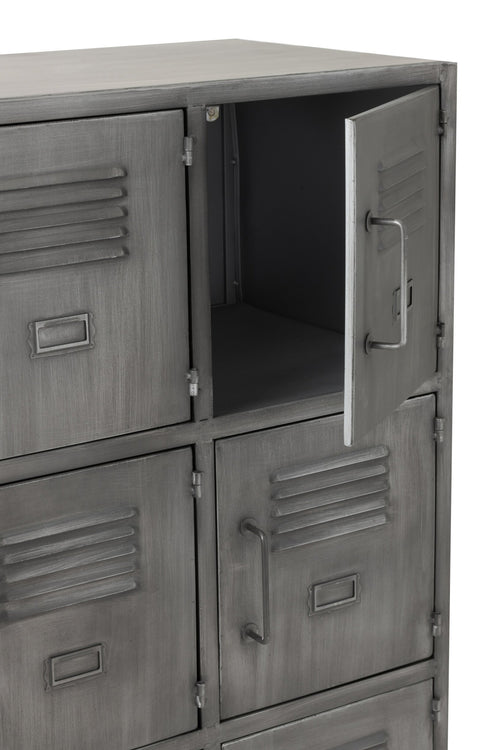 J-Line kast - 9 deuren - metaal - zilver