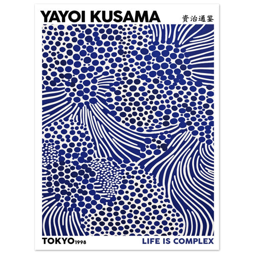 Artfulprints Poster Yayoi Kusama - Life is complex   - 30x40 cm - Blauw