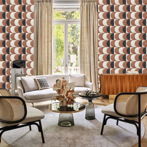 Catchii Behang Mosaique Monday Beige/Black/cognac - vtwonen shop