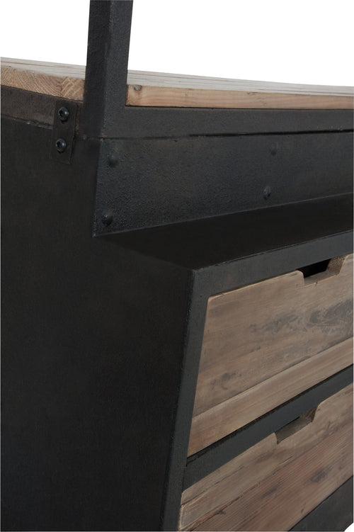 J-Line rek + ladder 4 Schap - hout/metaal - naturel/bruin