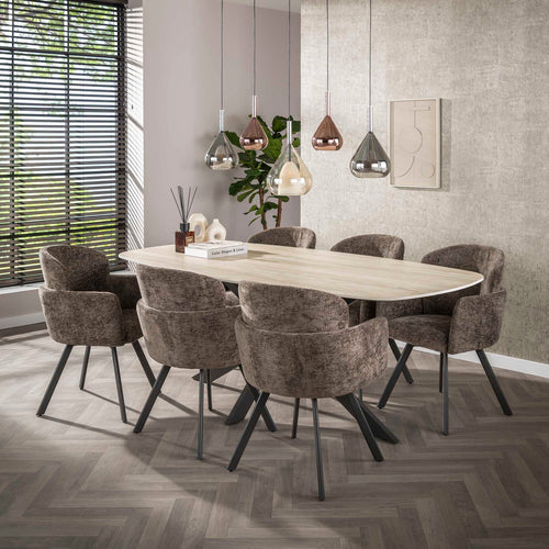 Giga Meubel Eetkamerstoel Embrace - Taupe - Draaibaar - Set van 2 - vtwonen shop
