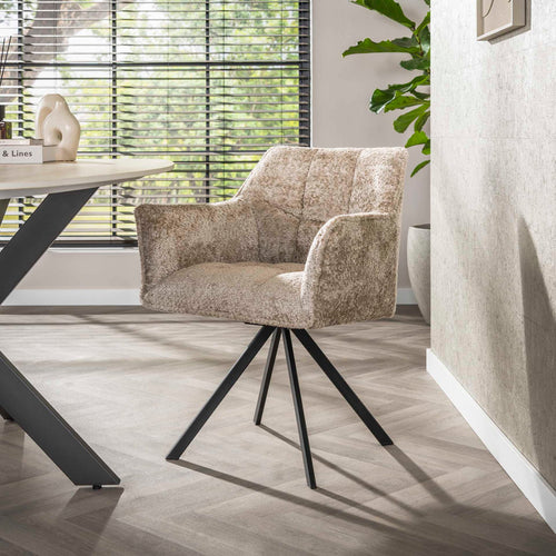 Giga Meubel Eetkamerstoel Alura - Zand - Draaibaar - Set van 2 - vtwonen shop