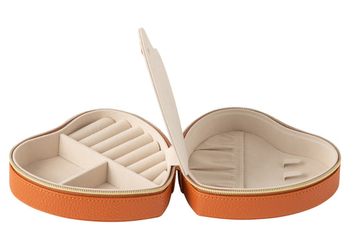 J-Line juwelendoos Hart - kunstleder - cognac