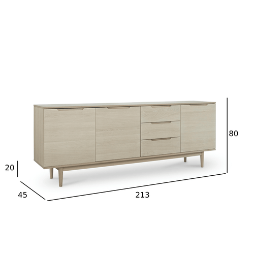 Furnhouse 4-deurs dressoir Kerteminde - Witte olie - MDF, eikenfineer - 45x213x80